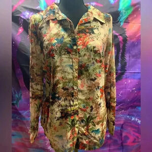 Yeirse Floral Print Button-Up Shirt